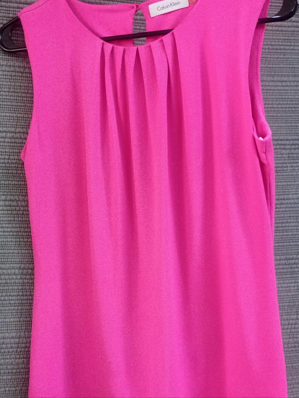 Calvin Klein Bright Pink Pleated Neck Sleeveless Top